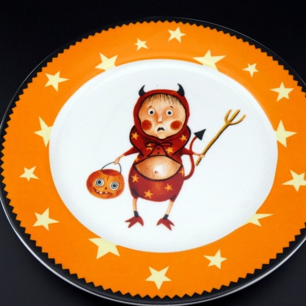 Rare Trick or Treat Ware by Lori C. Mitchell 7.5” Plate Little Devil Halloween